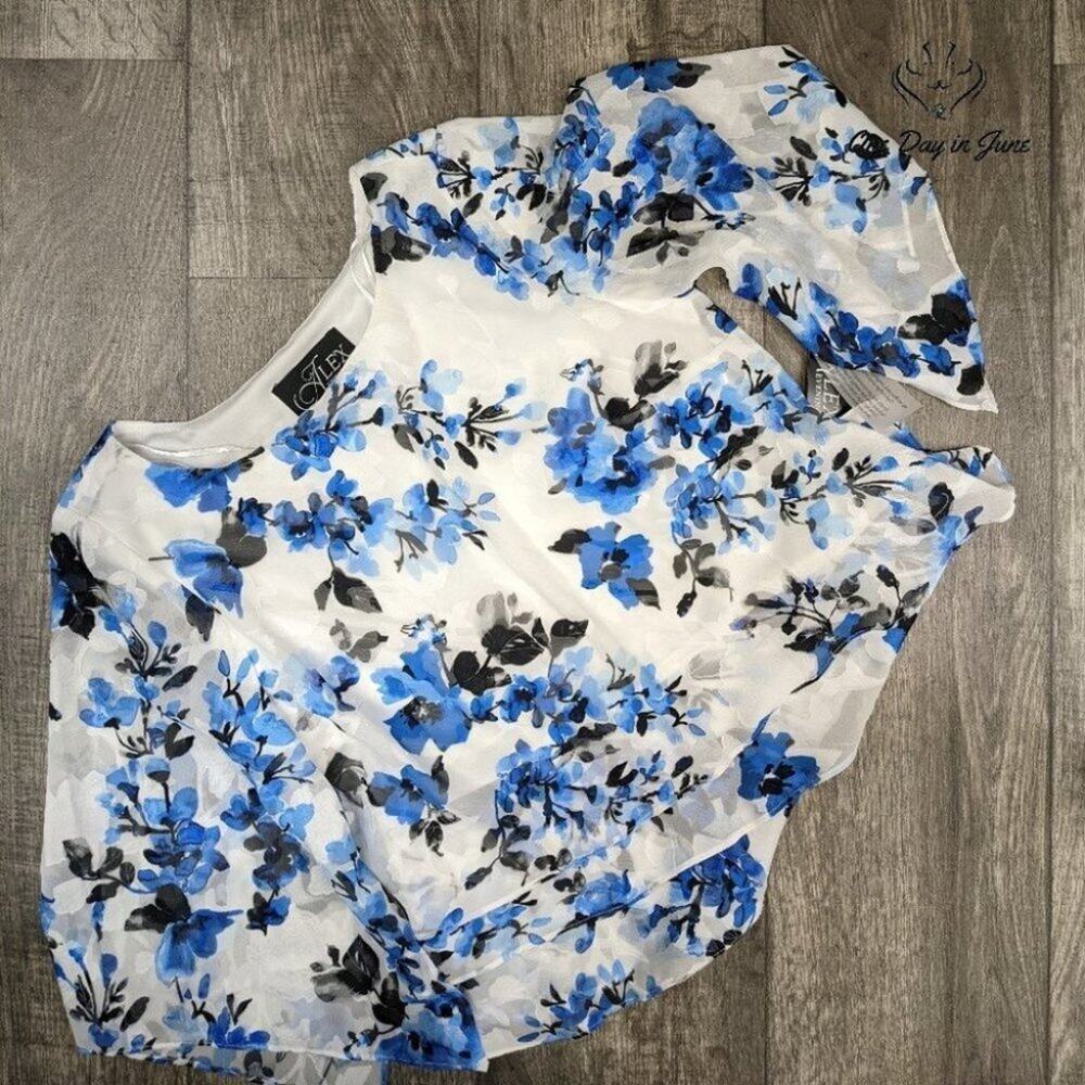 Alex Evenings Asymmetric Tiered Chiffon Top